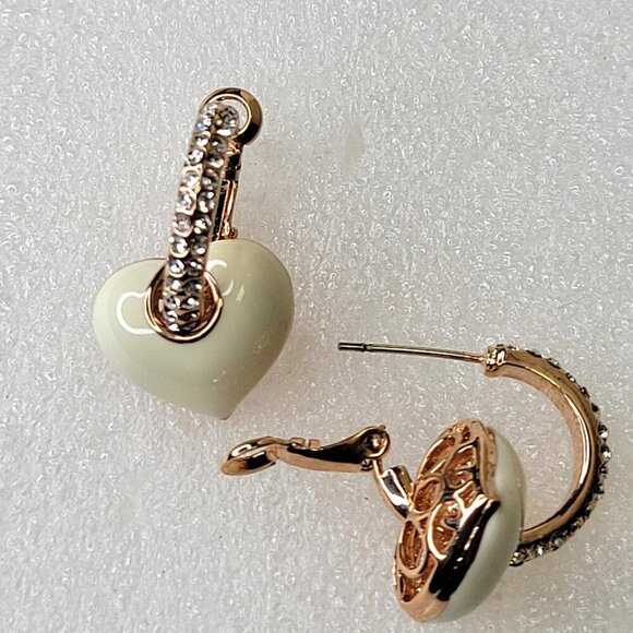 Small Heart Shaped Crystal Earrings - Picture 4 of 9